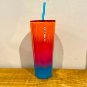 Starbucks orangee blue and pink‎ 24oz  tumbler